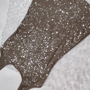 NWOT Express Top Brown Sequins  Tank Top XS